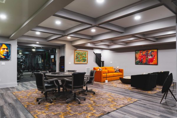 atlanta-modern-basement-man-cave-card-room Cobb County GA home renovations expert basement finishing